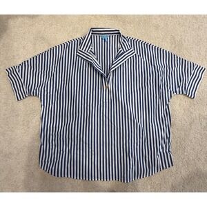 Draper James Top Women XXL Stripes Navy Short Sleeves